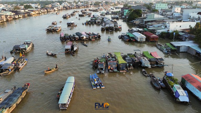 Floating Market in Vietnam flycam