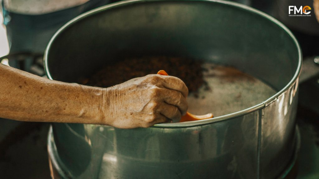 Grinding machine in cocoa farm in Can Tho