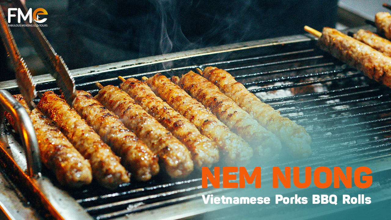 Nem nuong - Vietnamese pork BBQ Rolls in Can Tho