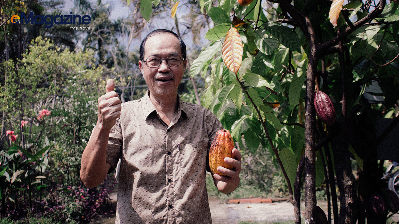 Mr Muoi Cuong the owner of cocoa farm in Can Tho