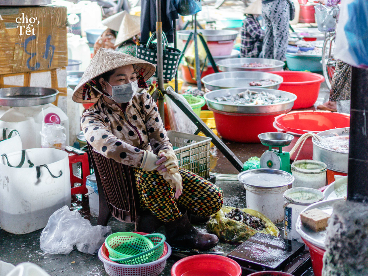 Woman selling goods at the daily market
