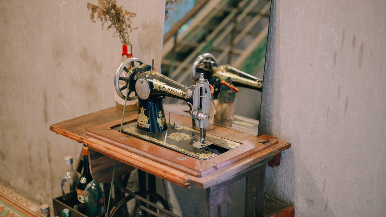 The shop displays the old sewing table