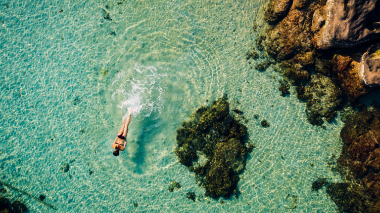 Woman swimming in Phu Quoc island