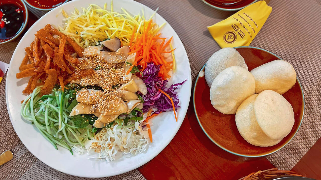 A plate of food from Tinh Binh vegetarian restaurant