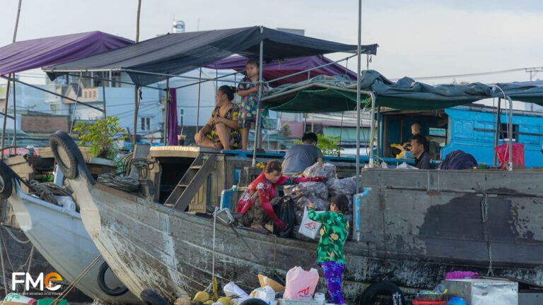 Local vendors trading at the floating market