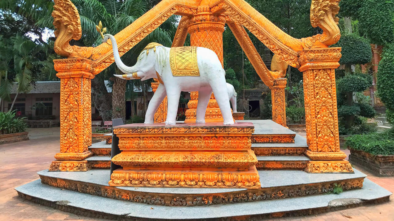 Statue of a White Elephant in the vicinity of Kal Bo Pruk Khmer Pagoda in An Giang