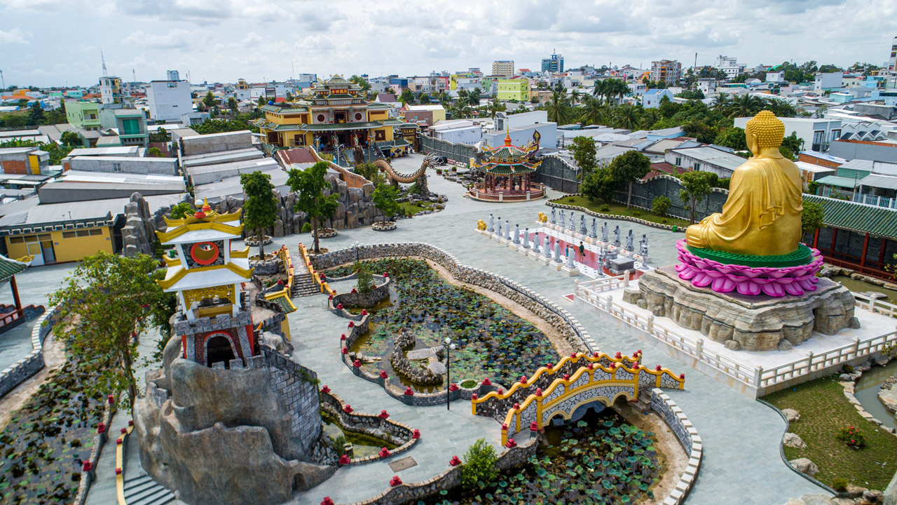 Panoramic view of La Han Pagoda in Soc Trang
