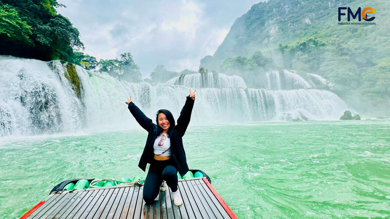 Ban Gioc Waterfall on the Vietnam-China border is one of Asia's most impressive cascades, surrounded by stunning karst peaks