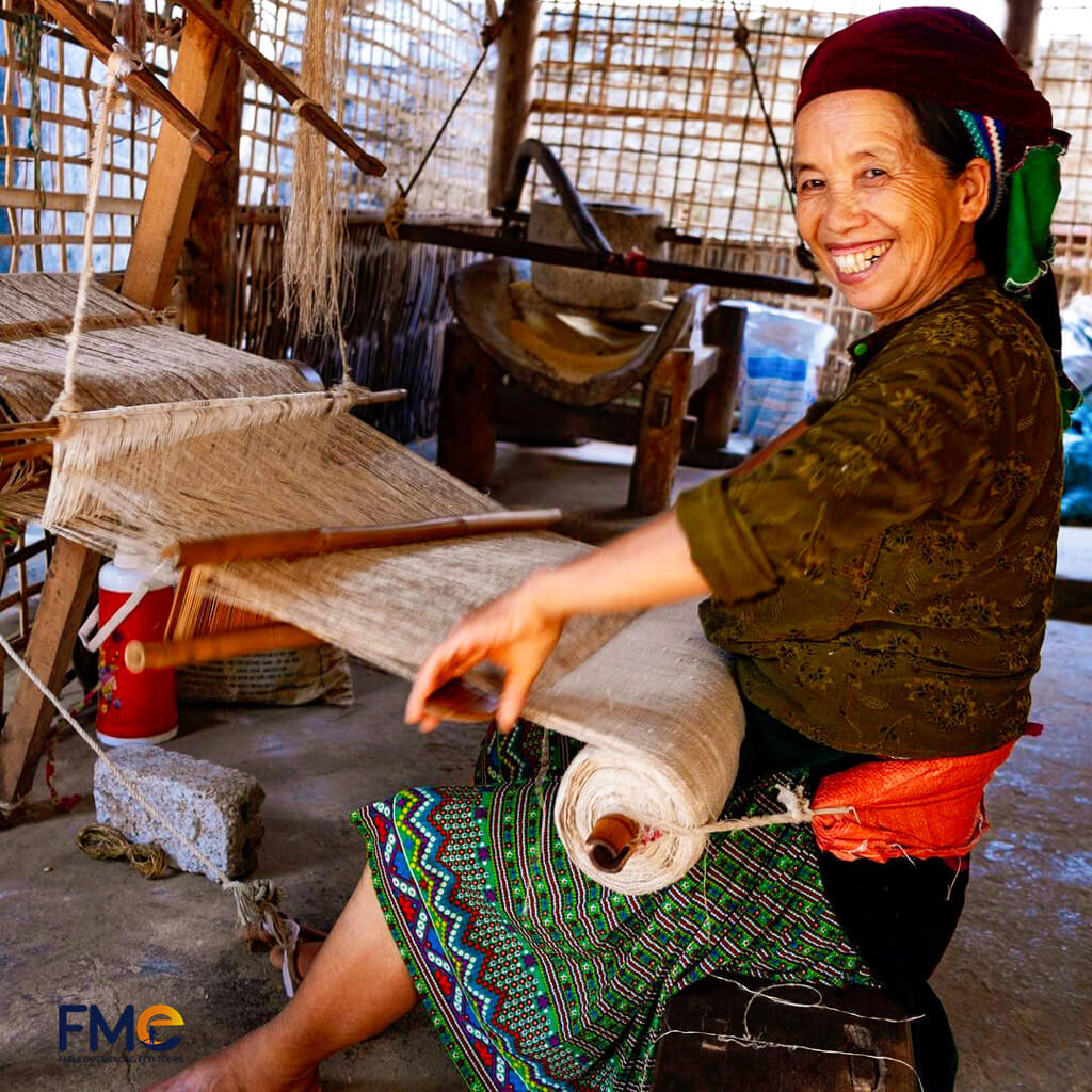 Lung Tam Village is renowned for its traditional Hmong linen weaving craft, producing beautiful handmade textiles