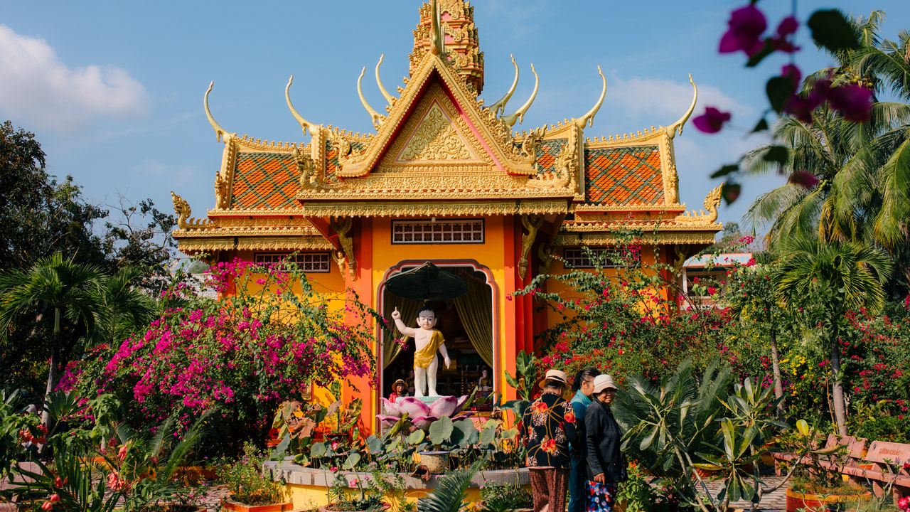 People visit the temple