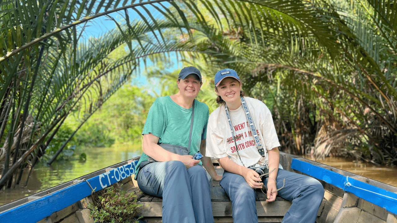 Tourists relaxing in the peaceful scenery of small canals